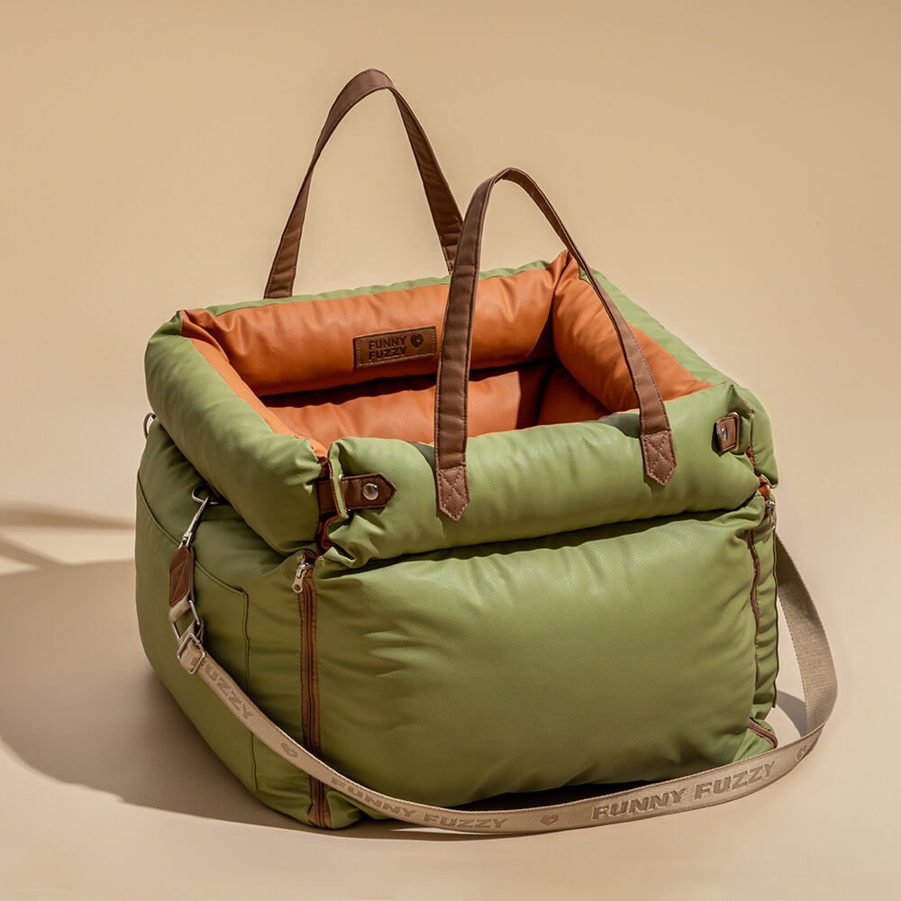 PAWLUXURY – Premium dog car seat with safety belt & elegant design